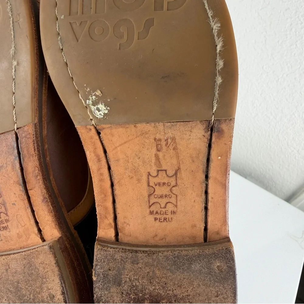 John Fluevog Brown and Dark Brown Leather Slip-On Shoes